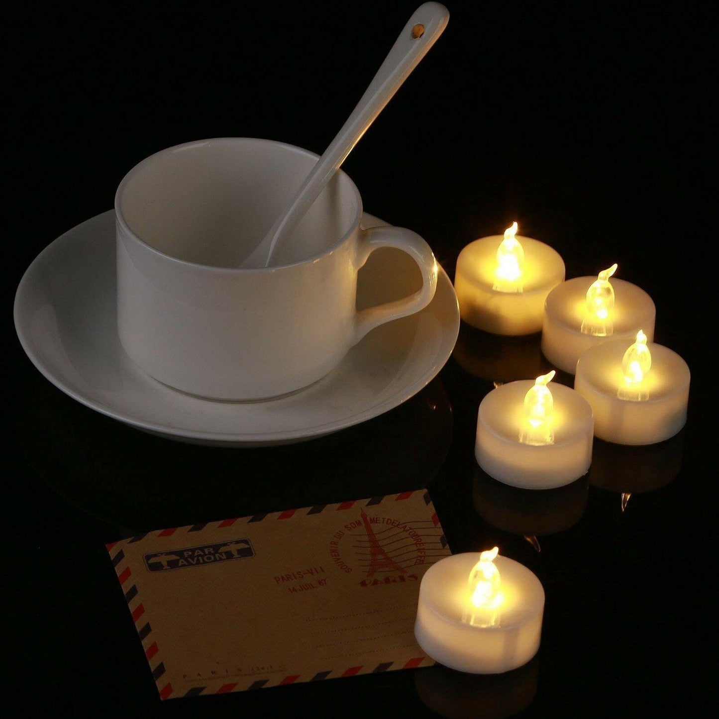 12Pcs Battery Operated LED Tea Lights Candles Flameless Flickering Weeding Decor
