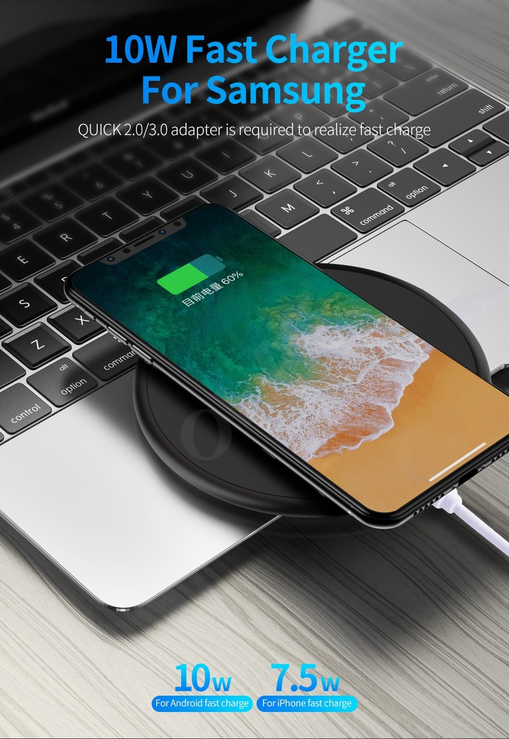10W Fast Wireless Charger For iphone 11 8 Plus Qi Wireless Charging Pad For Samsung S10 Huawei P30 Pro Phone Charger Adapter