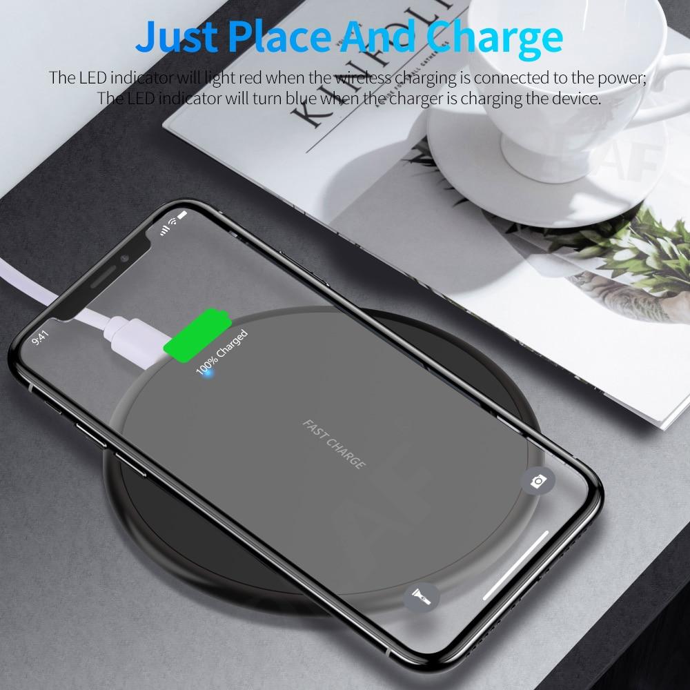 10W Fast Wireless Charger For iphone 11 8 Plus Qi Wireless Charging Pad For Samsung S10 Huawei P30 Pro Phone Charger Adapter