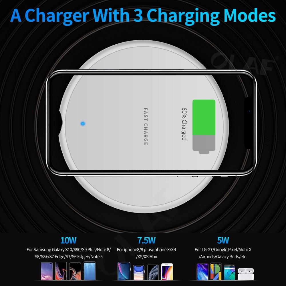 10W Fast Wireless Charger For iphone 11 8 Plus Qi Wireless Charging Pad For Samsung S10 Huawei P30 Pro Phone Charger Adapter