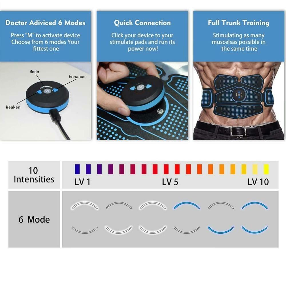 Abdominal Muscle Stimulator Trainer EMS Abs Weight Loss Fitness Equipment Training Electrostimulator Toner Exercise Gym Set