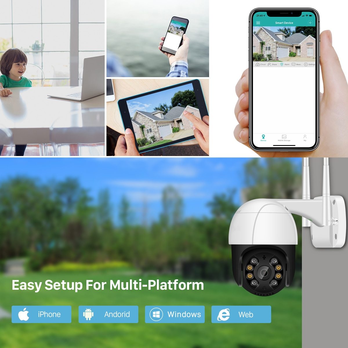 1080P PTZ Wifi IP Camera Outdoor 4X Digital Zoom AI Human Detect Wireless Camera H.265 P2P ONVIF Audio 2MP Security CCTV Camera