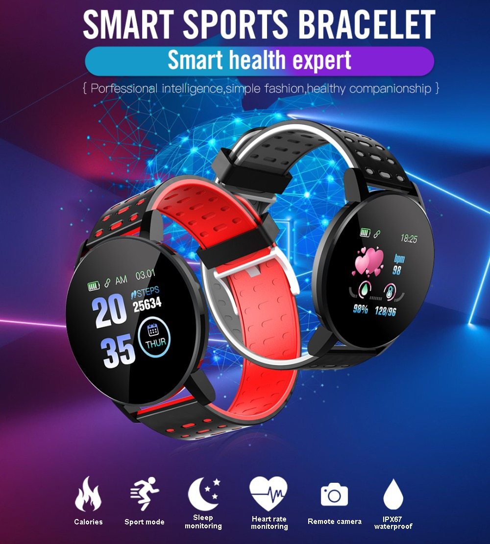 Bluetooth Smartwatch With Blood Pressure & Heart Rate Monitor For Android & IOS
