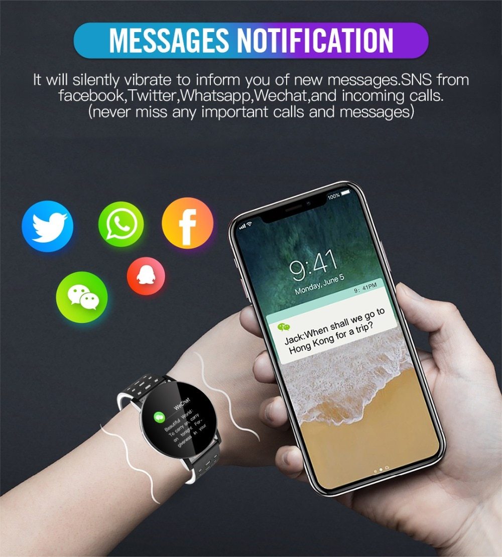 Bluetooth Smartwatch With Blood Pressure & Heart Rate Monitor For Android & IOS