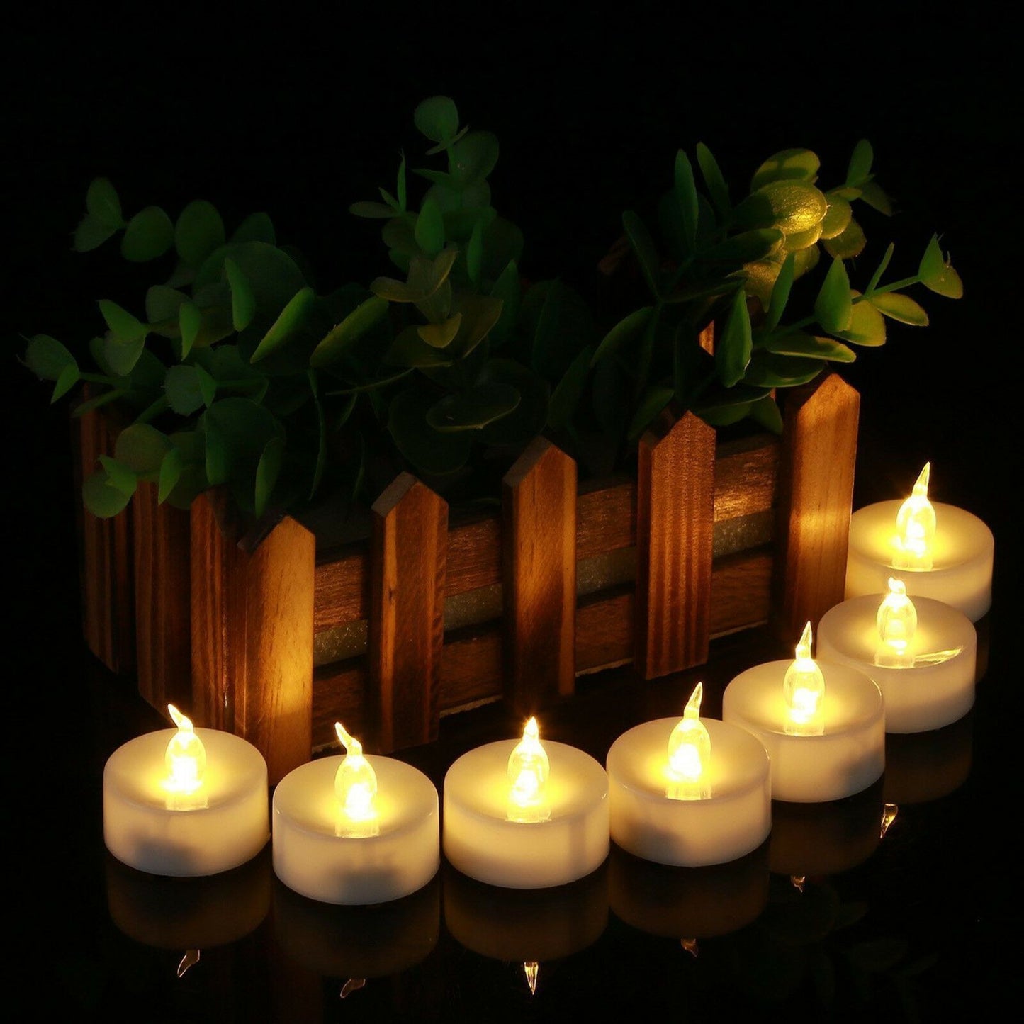 12Pcs Battery Operated LED Tea Lights Candles Flameless Flickering Weeding Decor