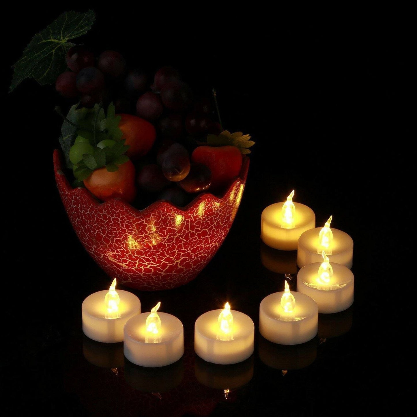 12Pcs Battery Operated LED Tea Lights Candles Flameless Flickering Weeding Decor
