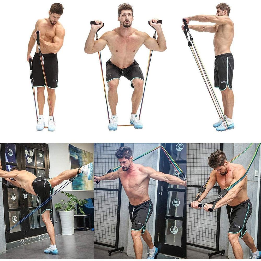 11 Pcs Elastic Resistance Bands Sets Workout Rubber Elast Band For Fitness Sports Gym Exercise Equipment Training Pull Rope