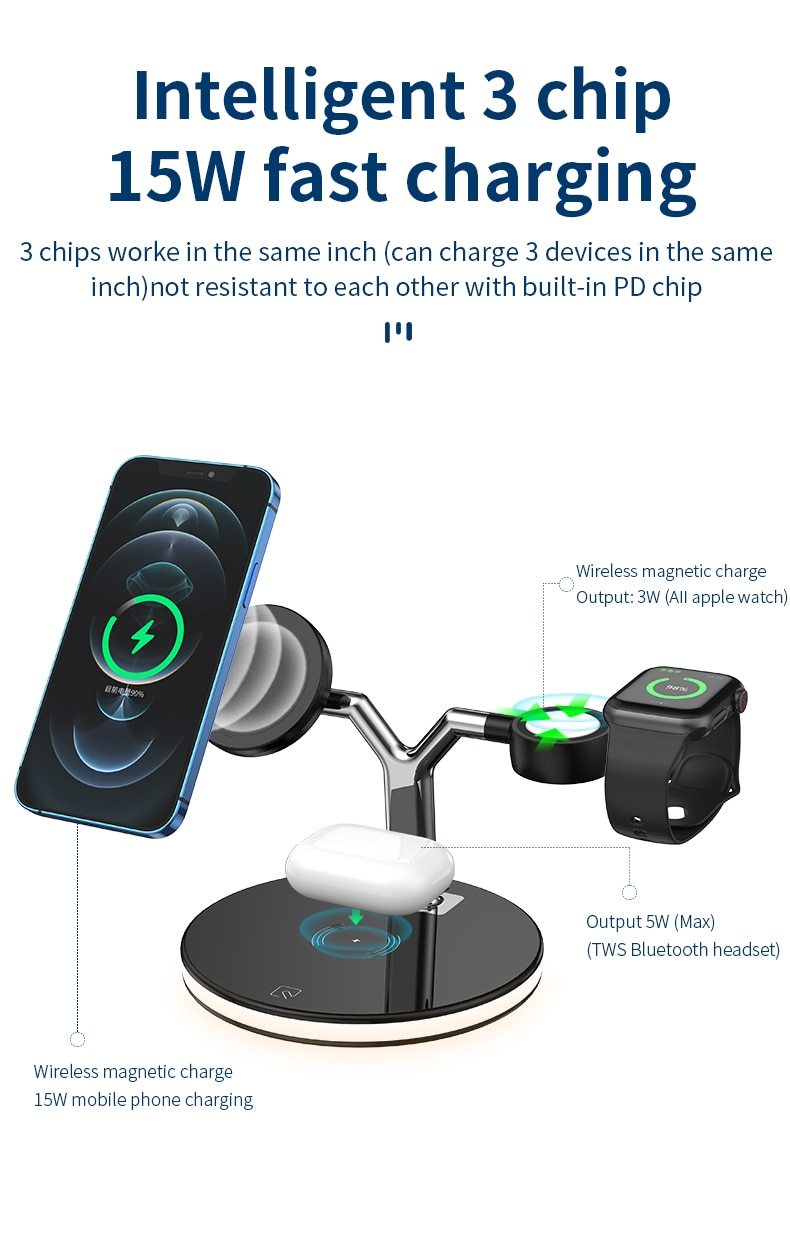 3 in 1 Magnetic Wireless Charger Fast Charging Station