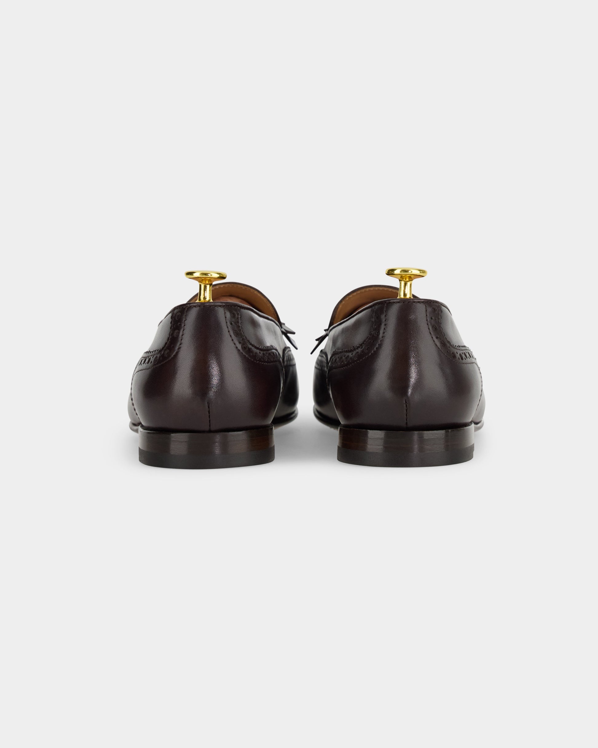 Maruse | Dark Brown Antiqued Leather Finish Belgian Tassel Loafer with Leather Sole