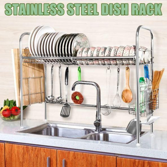 2-Tiered Over-the-Sink Kitchen Dish Drying Storage Rack