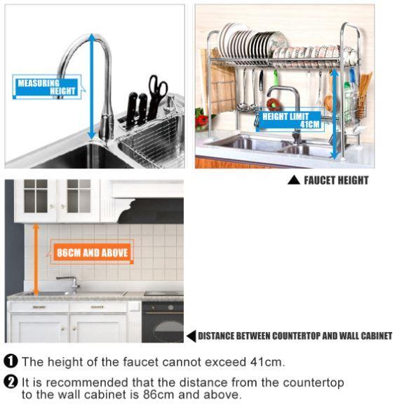 2-Tiered Over-the-Sink Kitchen Dish Drying Storage Rack