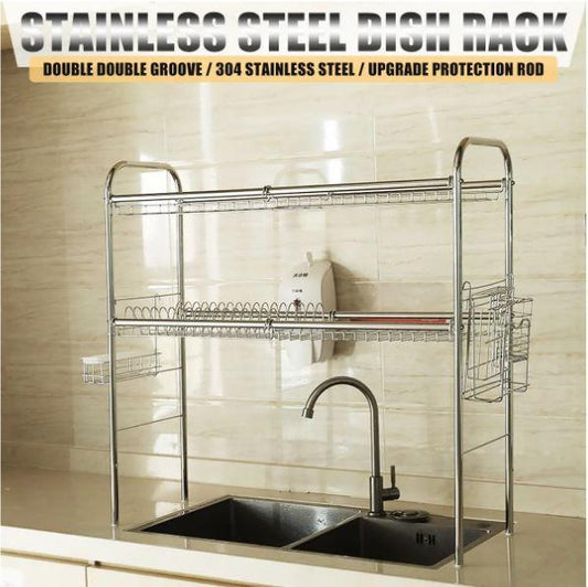 2-Tiered Over-the-Sink Kitchen Dish Drying Storage Rack