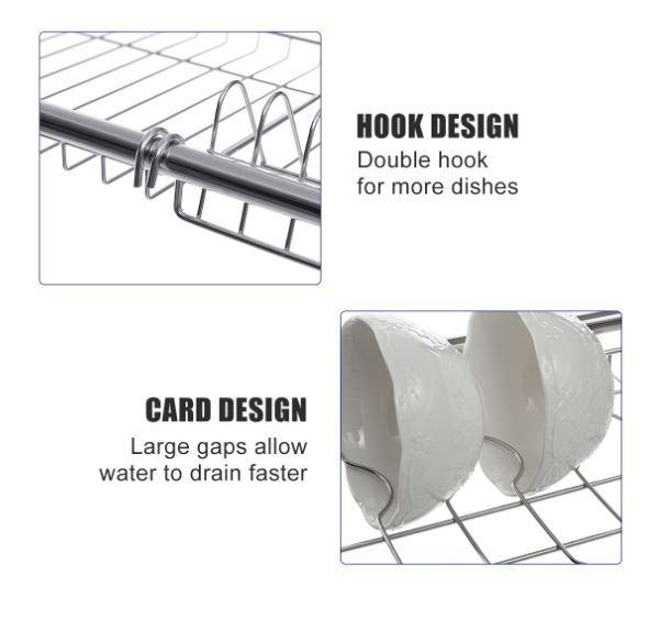 2-Tiered Over-the-Sink Kitchen Dish Drying Storage Rack