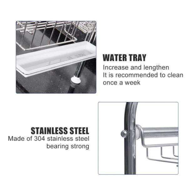 2-Tiered Over-the-Sink Kitchen Dish Drying Storage Rack