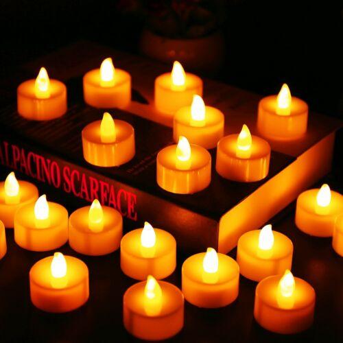 12Pcs Battery Operated LED Tea Lights Candles Flameless Flickering Weeding Decor