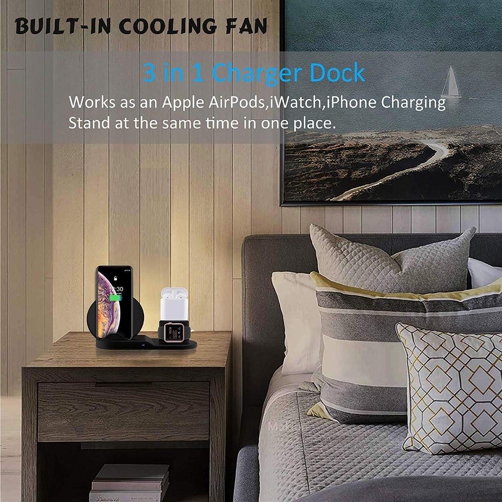 3 in 1 Fast Wireless Charger Dock Station Fast Charging For iPhone 11 11 Pro XR XS Max 8 for Apple Watch 2 3 4 5 For AirPods Pro
