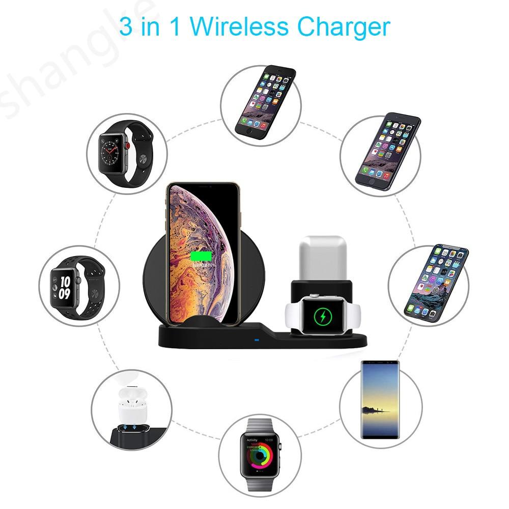 3 in 1 Fast Wireless Charger Dock Station Fast Charging For iPhone 11 11 Pro XR XS Max 8 for Apple Watch 2 3 4 5 For AirPods Pro