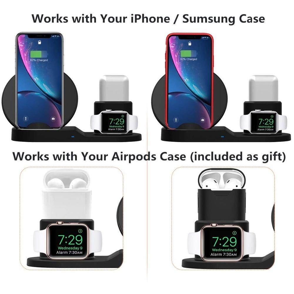 3 in 1 Fast Wireless Charger Dock Station Fast Charging For iPhone 11 11 Pro XR XS Max 8 for Apple Watch 2 3 4 5 For AirPods Pro