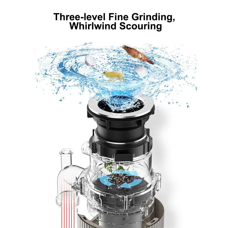 220V Household Food Waste Disposers with Air Switch Kitchen Garbage Disposal 1000ml Food Crusher Stainless Steel Grinder 560W