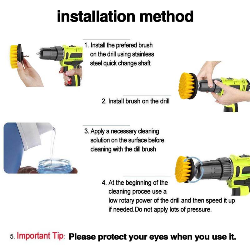 2020 Hot Sale Drill Brush Cleaner Scrubbing Brushes for Bathroom Surface Grout Tile Tub Shower Kitchen Auto Care Cleaning Tools
