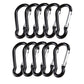 10pcs Black Aluminum Alloy D-Type Carabiner Outdoor Spring Snap Clip Hooks Keychain